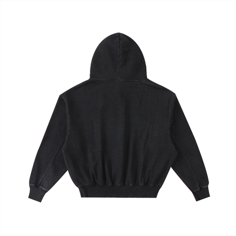 Frayed Enzyme Washed Fleece Hoodie